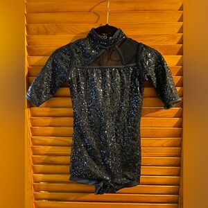 Weissman One Piece Blue Sequin Jazz/ Theatre Dance Costume Girl’s Size MC